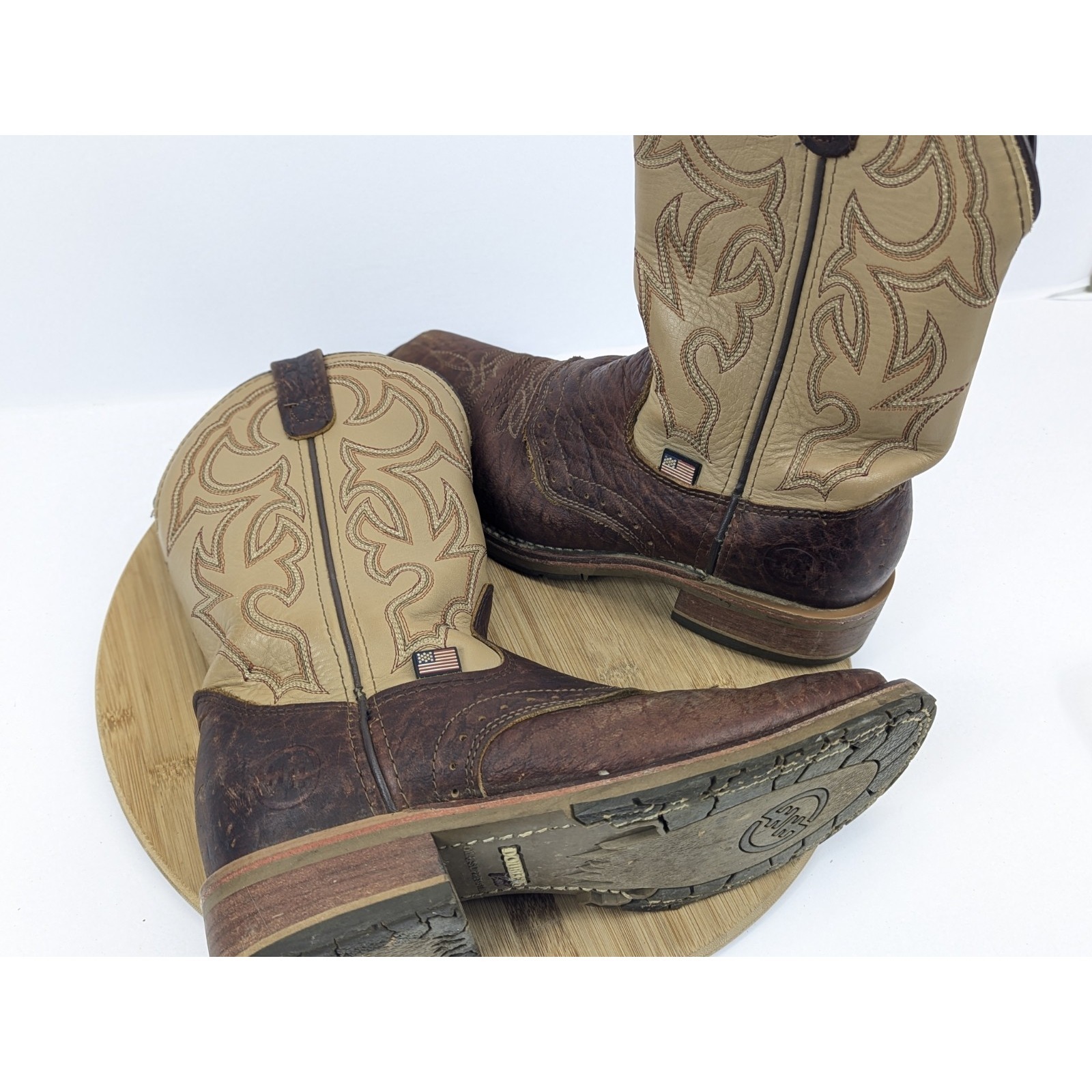 Double H Mens Boots 7 D Western Distressed Leather Brown Work Cowboy Chore